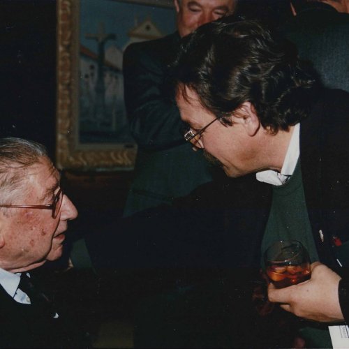 Con José Sánchez Carralero el día de la Inauguración de su exposición del Museo de la Ciudad, Madrid, 1993.