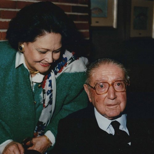 Con Patsy Vidal Suárez en la inauguración de su exposición en el Museo de la Ciudad de Madrid en 1993.