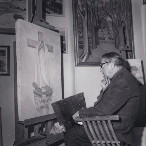 El pintor en su estudio en 1970