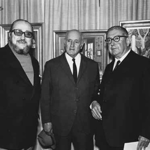 Con Rafael Castejón y Francisco Zueras en la exposición que se celebró en la Galería Studio (Córdoba) en 1973.