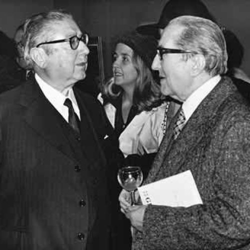 Con Tomás Borrás en la exposición que se celebró en la Galería Glotto (Madrid), en 1974.