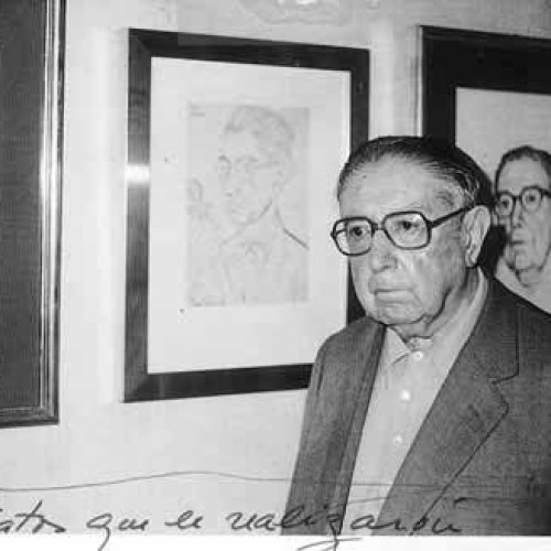 Con retratos suyos realizados por sus amigos Juan Antonio Morales, José Caballero y Ángel López-Obrero, 1986.